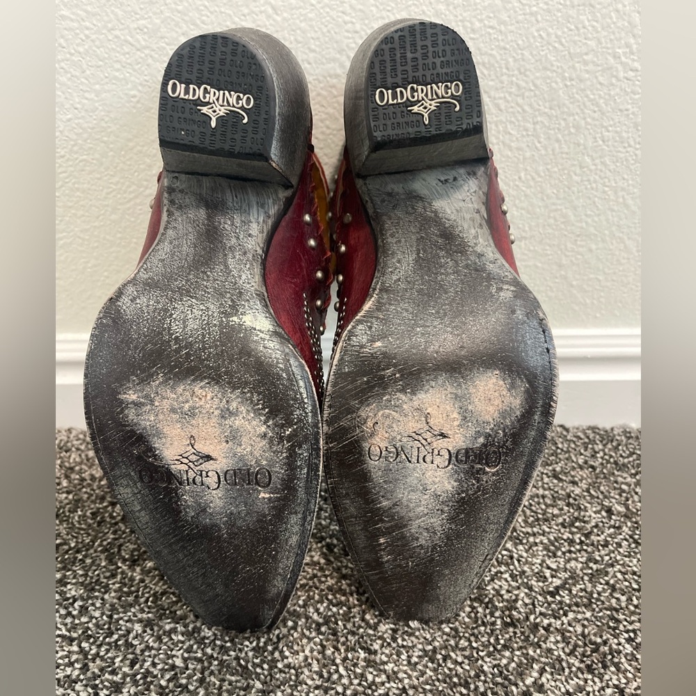 Old Gringo Burgundy Studded Leather Heeled Boots - Picture 6 of 12